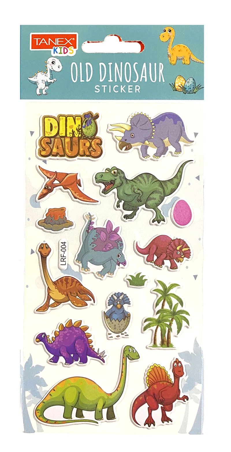 TANEX STICKER OLD DINOSAUR -  6 PUFFY 10 ADET TNX-5075
