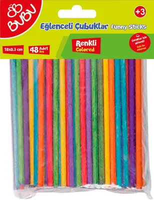 BU-BU EĞLENCELİ ÇUBUKLAR RENKLİ 10x0,3CM 24'LÜ BUBU-HS0021