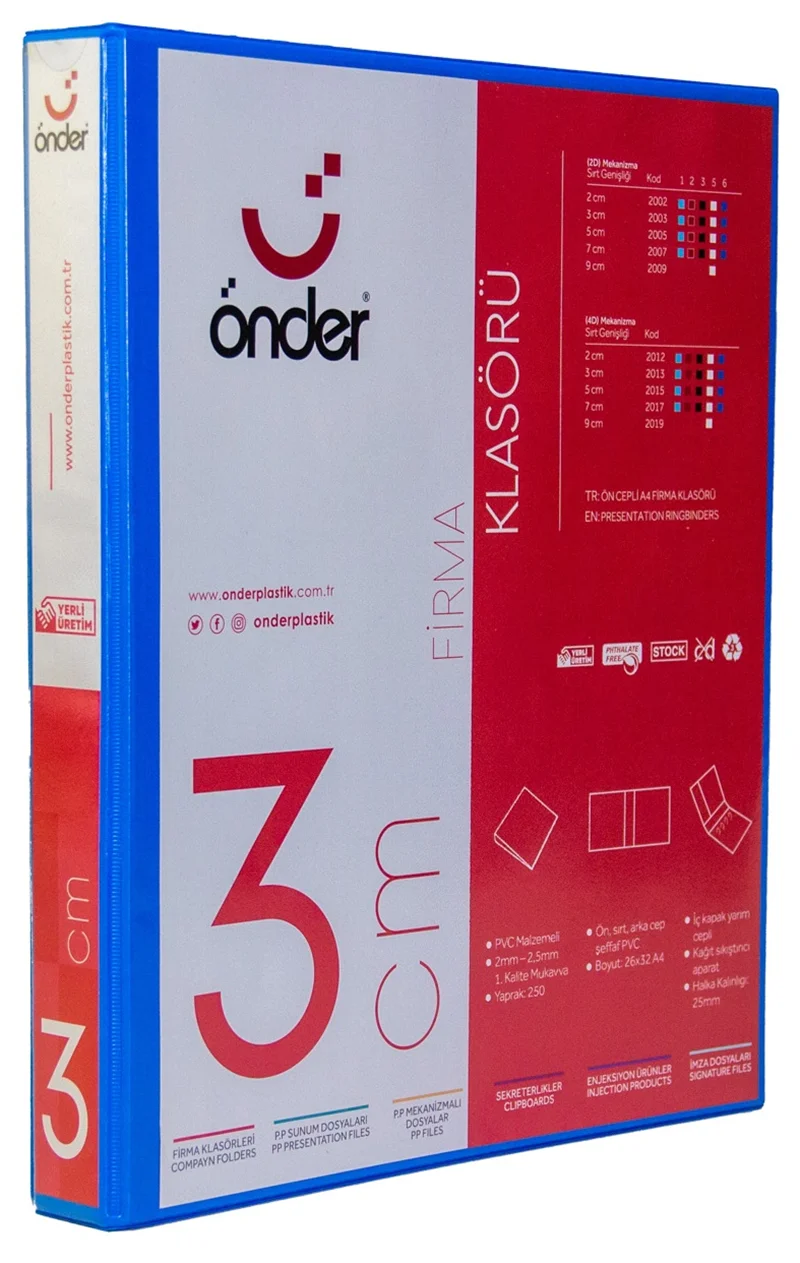 ÖNDER HALKALI DOSYA A4 4 HALKA 3 CM MAVİ 2013-1
