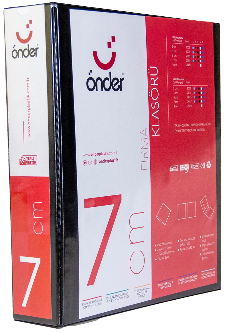 ÖNDER HALKALI DOSYA A4 4 HALKA 7 CM SİYAH 2017-3