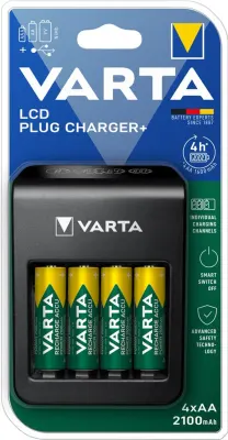 VARTA LCD PLUG PİL ŞARJ ALETİ 4*2100 MH PİL HEDİYELİ AA 57687101441