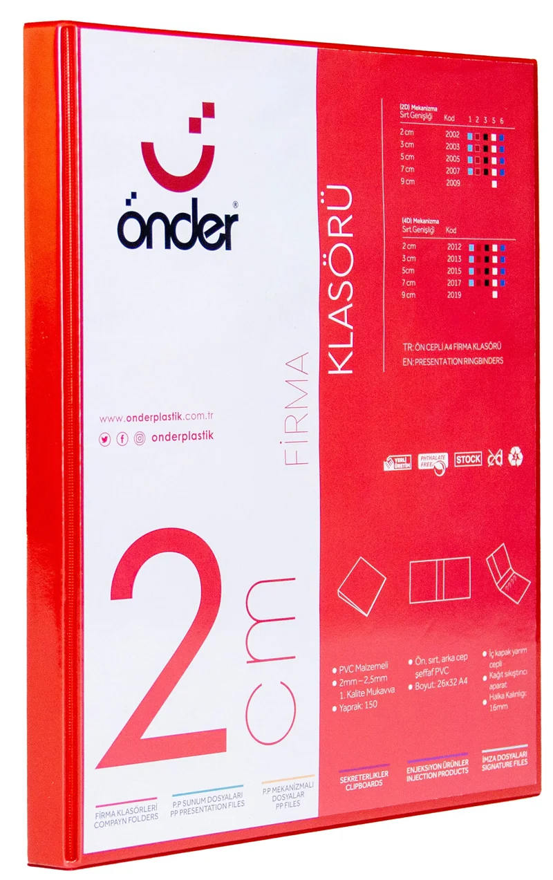 ÖNDER HALKALI DOSYA A4 4 HALKA 2 CM KIRMIZI 2012-2