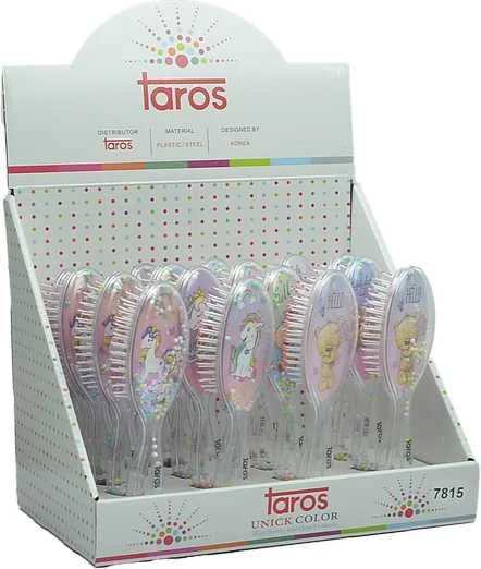 TAROS SAÇ FIRÇASI BONCUKLU HAPPY ANIMALS OVAL YUVARLAK 16 LI 7815