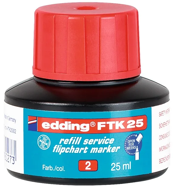 EDDING FLIPCHART MÜREKKEBİ 25 ML E-FTK KIRMIZI