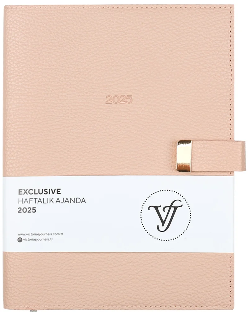 VJ AJANDA 2025 HAFTALIK 19x25 EXECUTIVE IVORY 100 GR YALDIZ KENAR PEMBE 144 SF. 124-1408