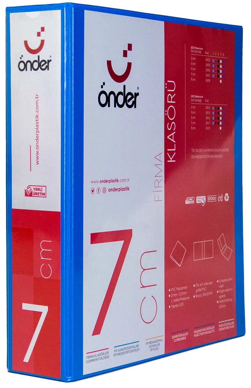 ÖNDER HALKALI DOSYA A4 4 HALKA 7 CM MAVİ 2017-1