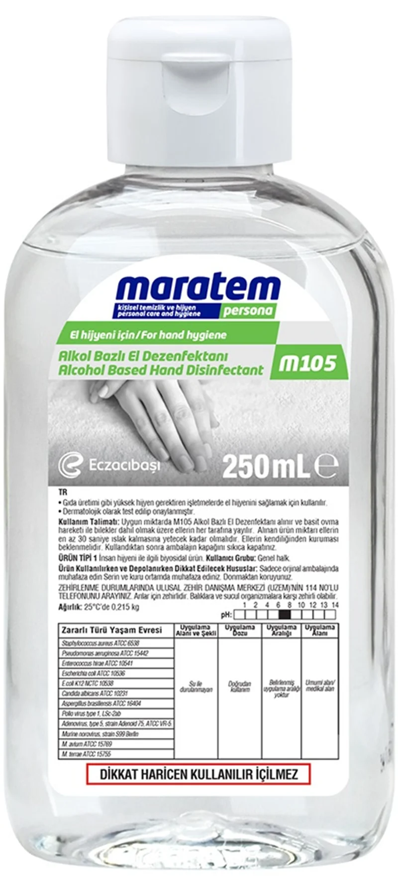 MARATEM M105 ALKOL BAZLI EL DEZENFEKTANI 250 ML 9225285