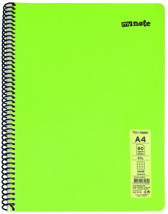 MYNOTE DEFTER FLEX NEO PP KAPAK SPİRALLİ A4 72 YP ÇİZGİLİ MFXNE-A472-Ç