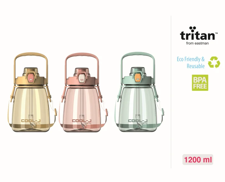 GIPTA MATARA 1200 ML PİPETLİ ASKILI TRITAN PEMBE K756300