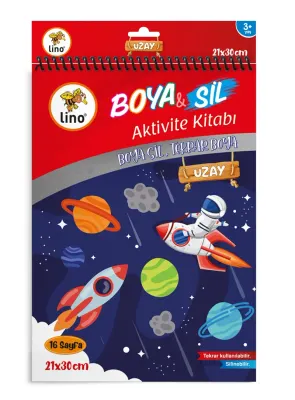 LİNO BOYAMA KİTABI BOYA & SİL AKTİVİTE UZAY A4 EBAT (SİLİNEBİLİR) BS-1005 (Best)