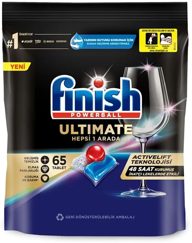 FINISH BULAŞIK MAKİNESİ DETERJANI TABLET POWERBALL ULTIMATE 65 Lİ