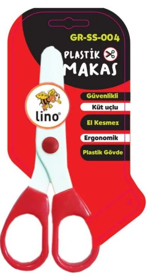LİNO MAKAS PLASTİK ÇOCUK KIRMIZI BEYAZ GR-SS-004