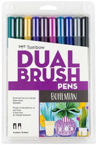 TOMBOW AB-T DUAL BRUSH PEN GRAFİK KALEMİ  SETİ 10 RENK BOHEMIAN (218) T-AB-T-10CBH