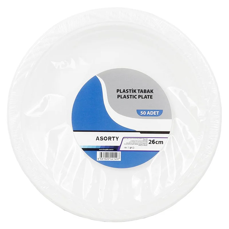 ASORTY TABAK PLASTİK 26 CM 500 ADET 010718