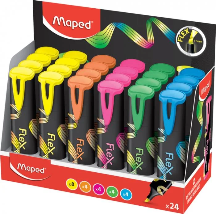 MAPED FLEX FOSFORLU KALEMLER FARKLI RENKLERDE- 24'LÜ 740302