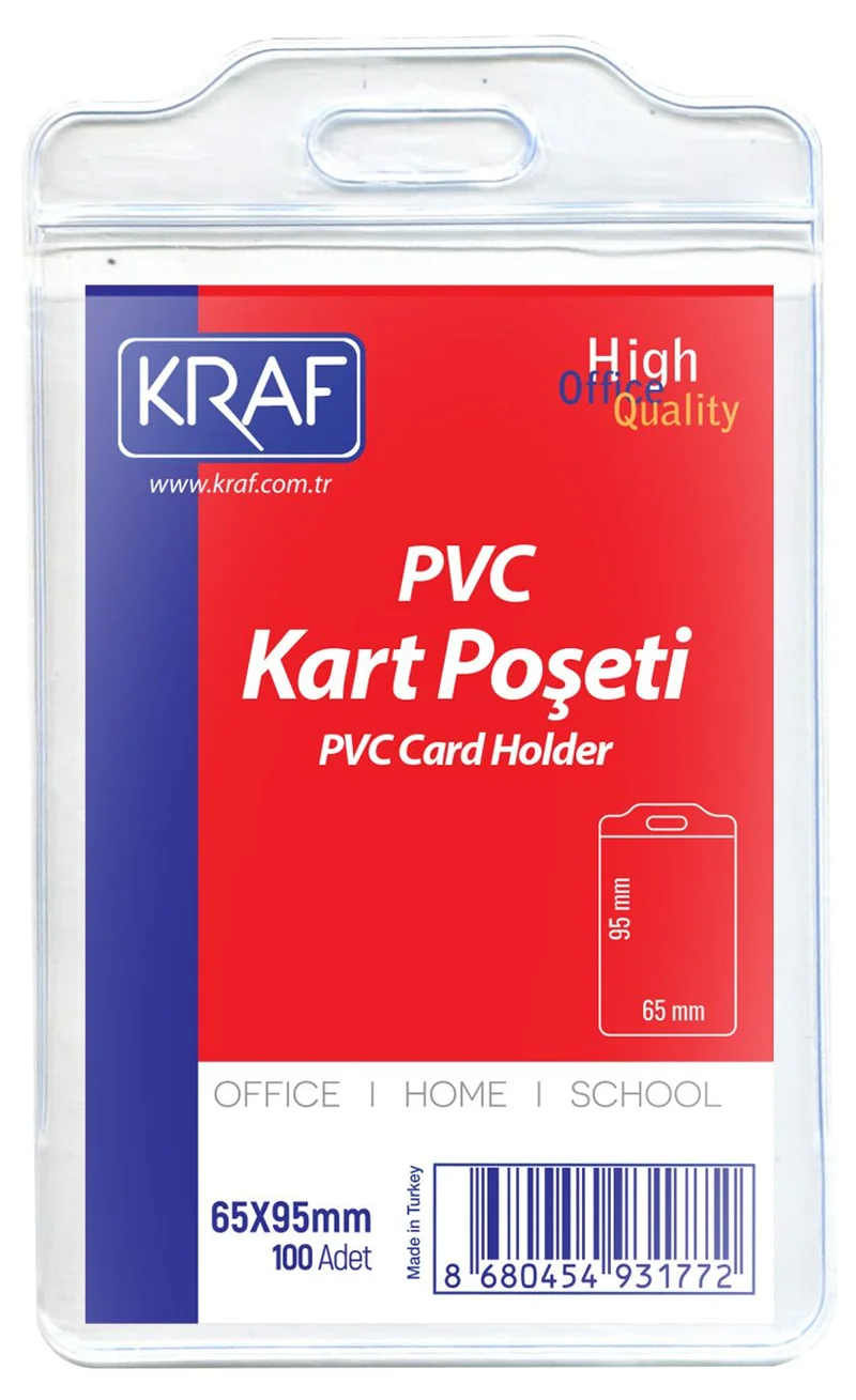 KRAF KART POŞETİ PVC   65x95mm DİKEY 100 LÜ