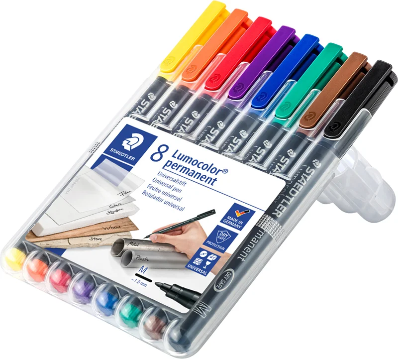 STAEDTLER ASETAT KALEMİ LUMOCOLOR M UÇ KARIŞIK RENK 8 Lİ SET 317 WP8