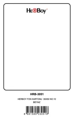 HERBOY FON KARTONU 35X50 NO:33 BEYAZ 100 LÜ HRB-3051