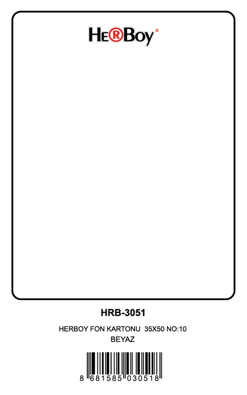 HERBOY FON KARTONU 35X50 NO:33 BEYAZ 100 LÜ HRB-3051