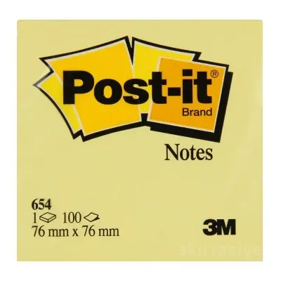 3M 654 76x76 POSTİT SARI 100 YP