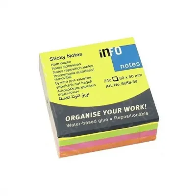 INFO NOTES 50x50 KARIŞIK RENK MİNİ POSTİT 240 YP. 565839
