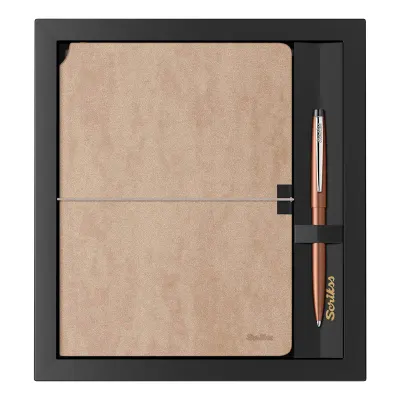 SCRIKSS HEDİYELİK SET SD 600-14 F108 TÜKENMEZ KALEM BRONZ + DEFTER VERONA A5 VİZON