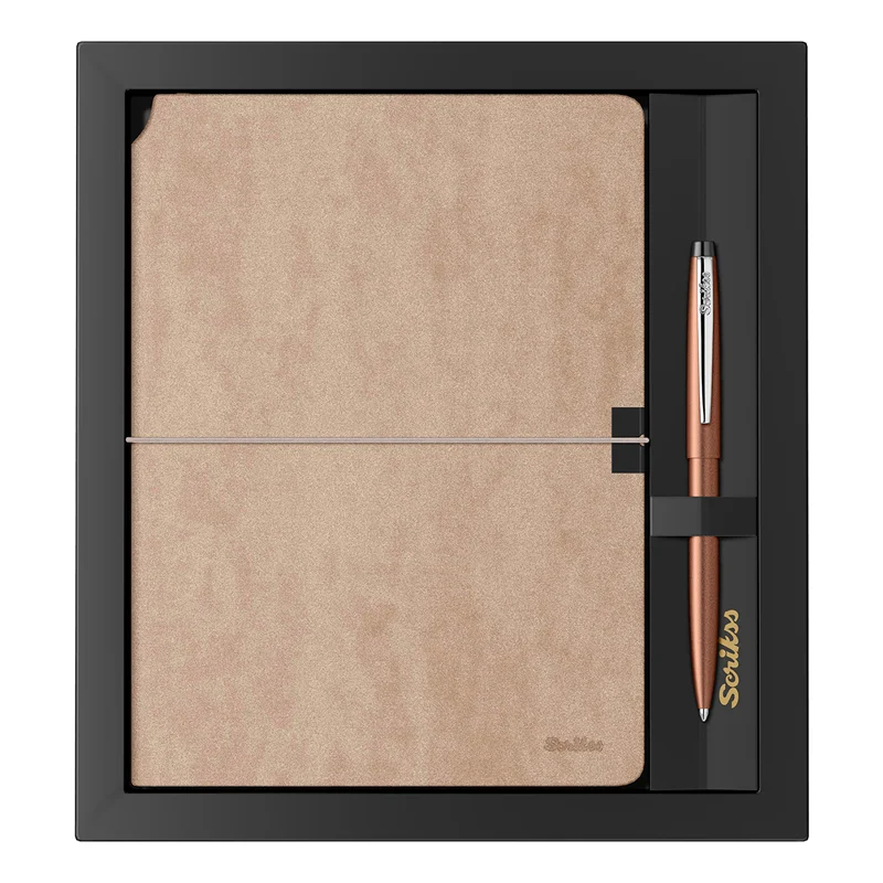 SCRIKSS HEDİYELİK SET SD 600-14 F108 TÜKENMEZ KALEM BRONZ + DEFTER VERONA A5 VİZON