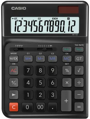 CASIO HESAP MAKİNESİ MASAÜSTÜ DE-12E-BK-W-DP