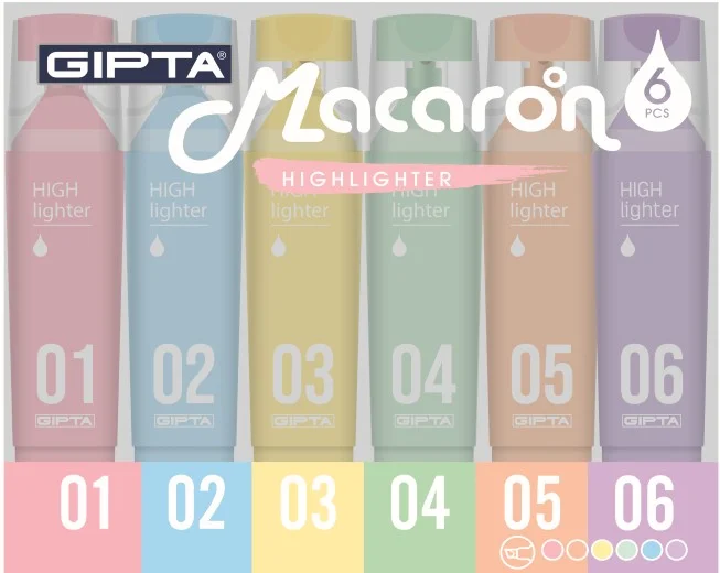 GIPTA FOSFORLU KALEM MACARON PASTEL 6 LI SET F156800