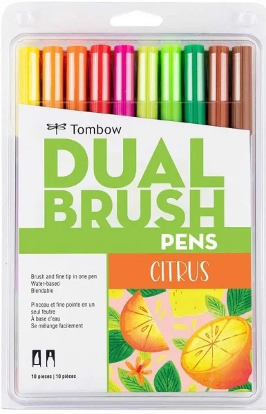 TOMBOW AB-T DUAL BRUSH PEN GRAFİK KALEMİ SETİ 10 RENK CITRUS (196) T-AB-T-10CCI
