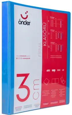 ÖNDER HALKALI DOSYA A3 DİKEY 4 HALKA 3 CM MAVİ 2020-1
