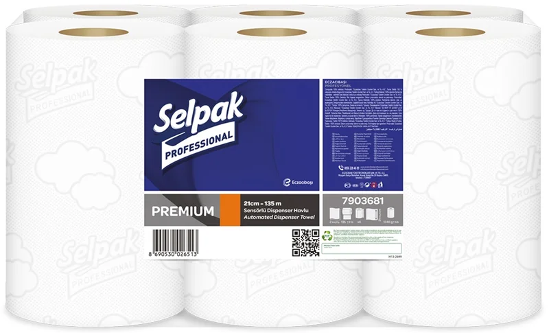 SELPAK SENSÖRLÜ HAVLU PREMIUM 21 CM 135 MT 6 LI KOLİ 7.83 KG 7903681