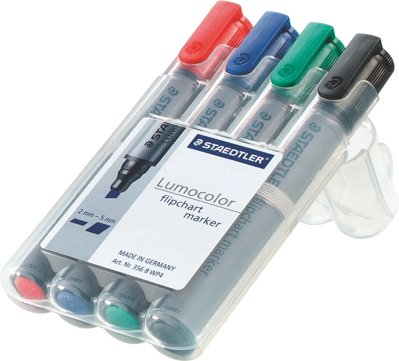 STAEDTLER FLIPCHART KALEMİ LUMOCOLOR KESİK UÇ KARIŞIK 4 LÜ SET 356 B WP4