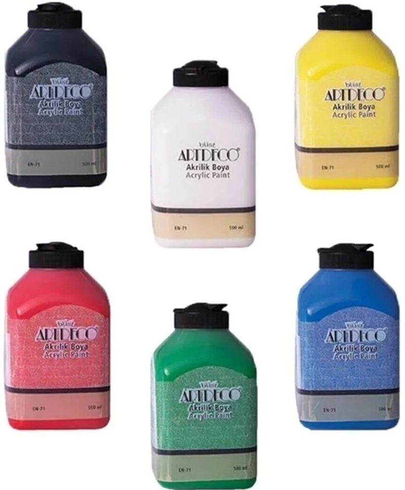 ARTDECO AKRİLİK BOYA SETİ 6x500 ML TEMEL RENKLER Y-070L-AS1