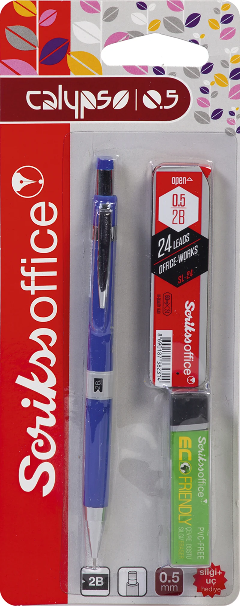 SCRIKSS OFFICE VERSATİL KALEM OKUL SETİ CALYPSO COLOR 0.5 MAVİ + SİLGİ + MİN BLS.