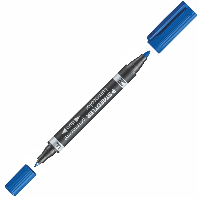 STAEDTLER PERMANENT MARKÖR LUMOCOLOR DUO YUVARLAK ÇİFT UÇ MAVİ 348-3