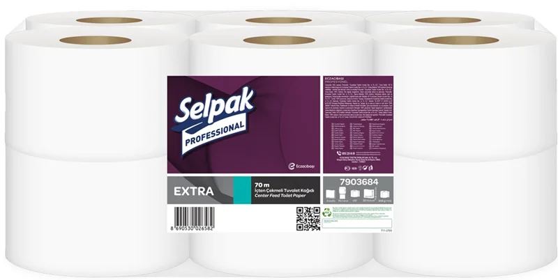 SELPAK TUVALET KAĞIDI İÇTEN ÇEKMELİ EXTRA 11,8 Cm. 70 MT 12 Lİ KOLİ 3,47 KG 7903684