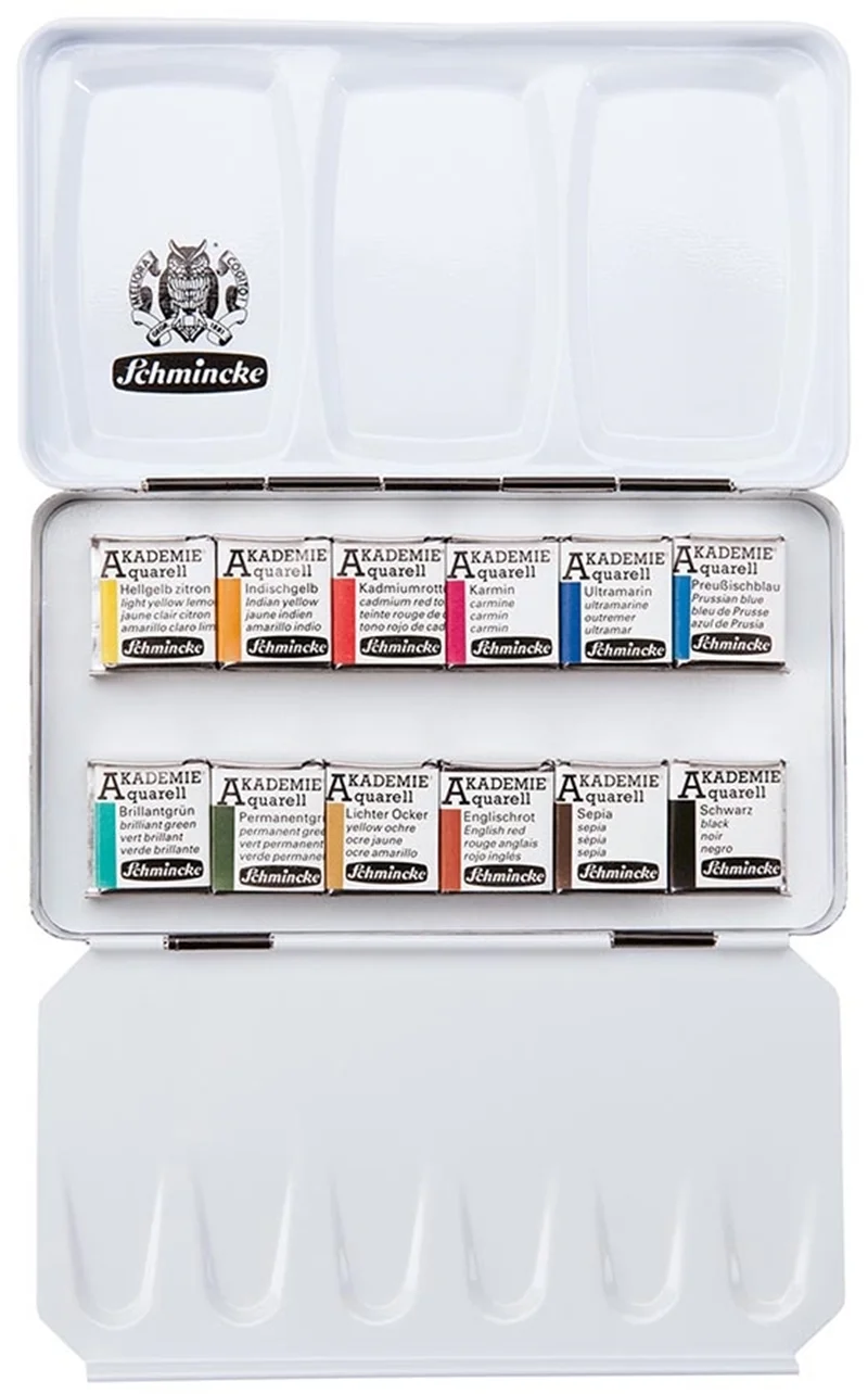 SCHMİNCKE AKADEMİE AQUARELL METAL KUTU SULU BOYA SETİ 12 X YARIM TABLET 75112 75112097