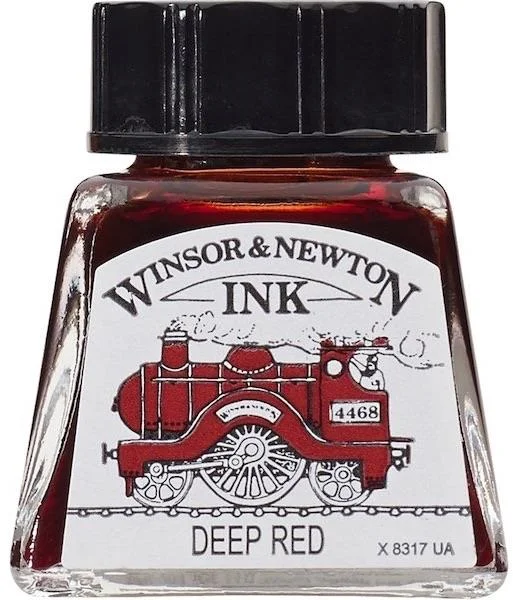 W&amp;N ÇİZİM MÜREKKEBİ DRAWING INK 14 ML DEEP RED 227 WN-1005227