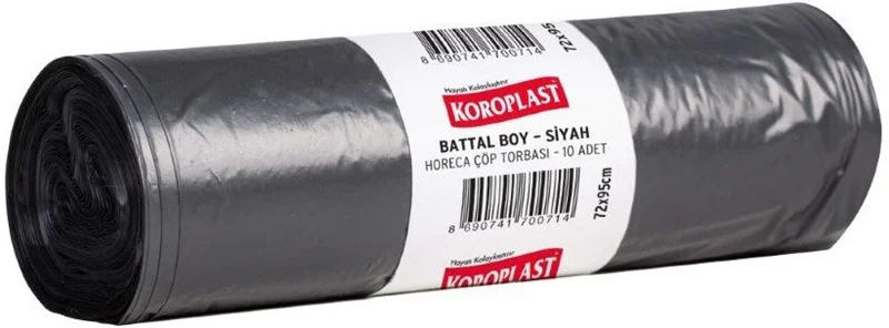KOROPLAST ÇÖP TORBASI HORECA BATTAL SİYAH 72x95 210 GR 10 LU 30 MİC. ST01500478-ST1500443
