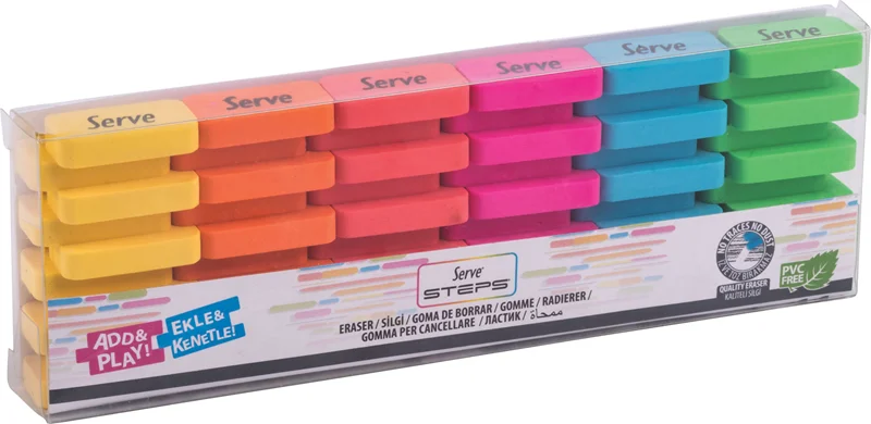 SERVE SİLGİ STEPS SET 6 LI FOSFORLU PET SV-STEPSSGP6FR