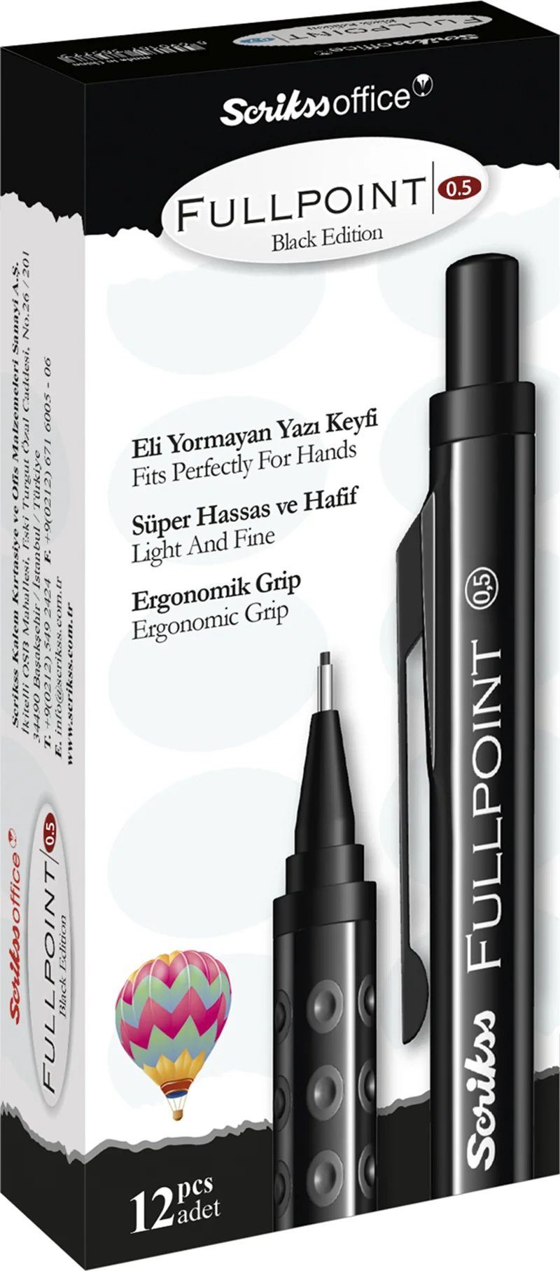 SCRIKSS OFFICE VERSATİL KALEM FULL POINT BLACK EDITION 0.5 LACİVERT 12 Lİ KUTU