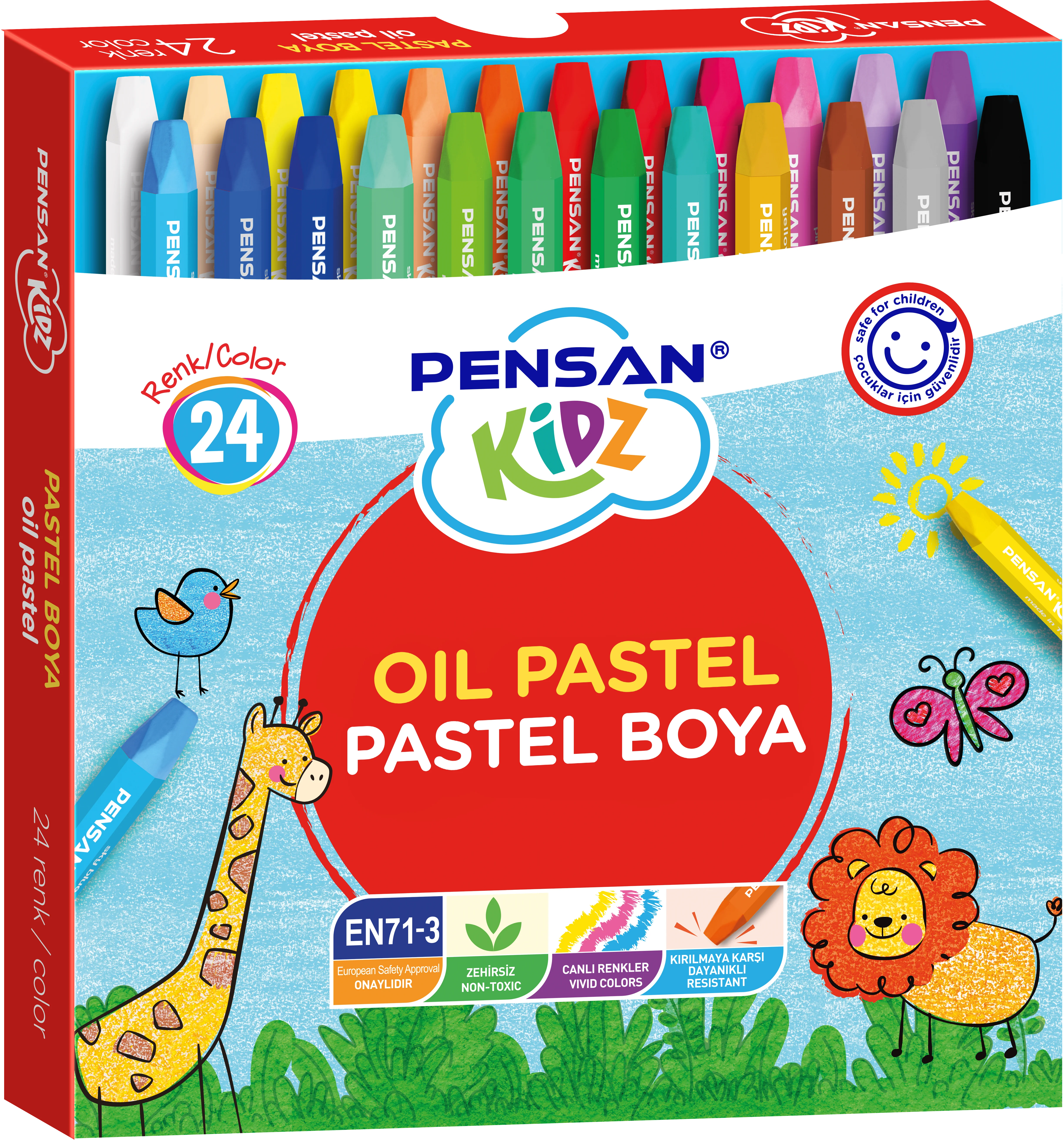 PENSAN KİDZ PASTEL BOYA 98062 KARTON KUTU 24 RENK