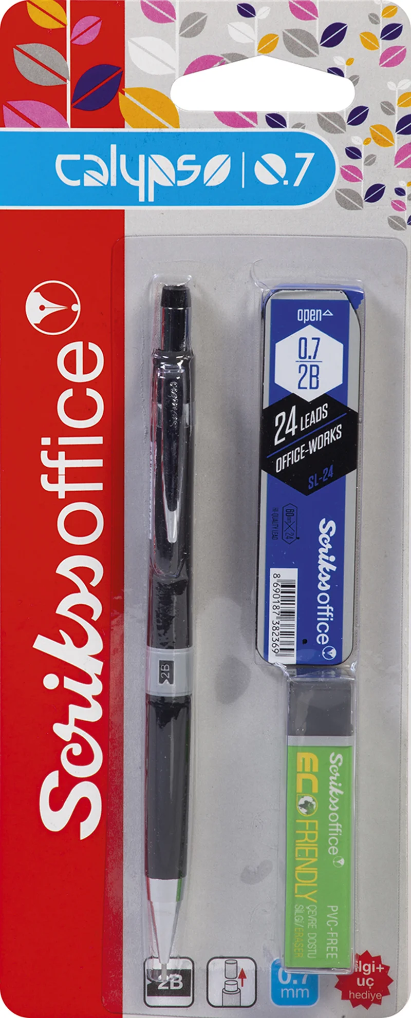 SCRIKSS OFFICE VERSATİL KALEM OKUL SETİ CALYPSO COLOR 0.7 SİYAH + SİLGİ + MİN BLS.