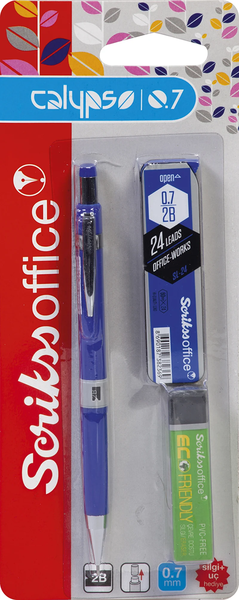 SCRIKSS OFFICE VERSATİL KALEM OKUL SETİ CALYPSO COLOR 0.7 MAVİ + SİLGİ + MİN BLS.