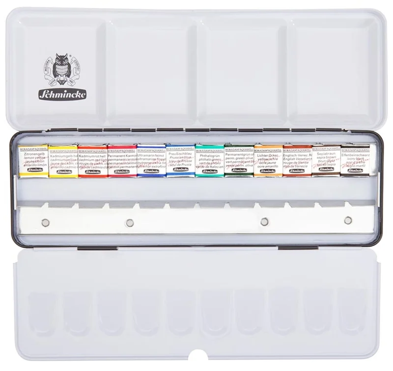 SCHMİNCKE HORADAM AQUARELL EKSTRA BOŞLUKLU METAL KUTU ARTİST SULU BOYA SETİ 12 X YARIM TABLET 74412