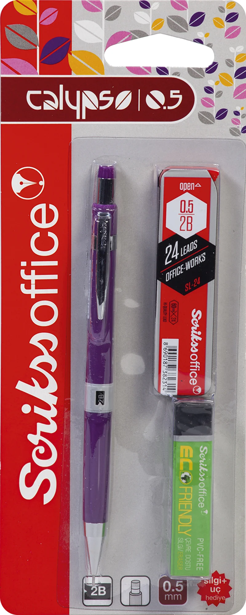 SCRIKSS OFFICE VERSATİL KALEM OKUL SETİ CALYPSO COLOR 0.5 MOR + SİLGİ + MİN BLS.