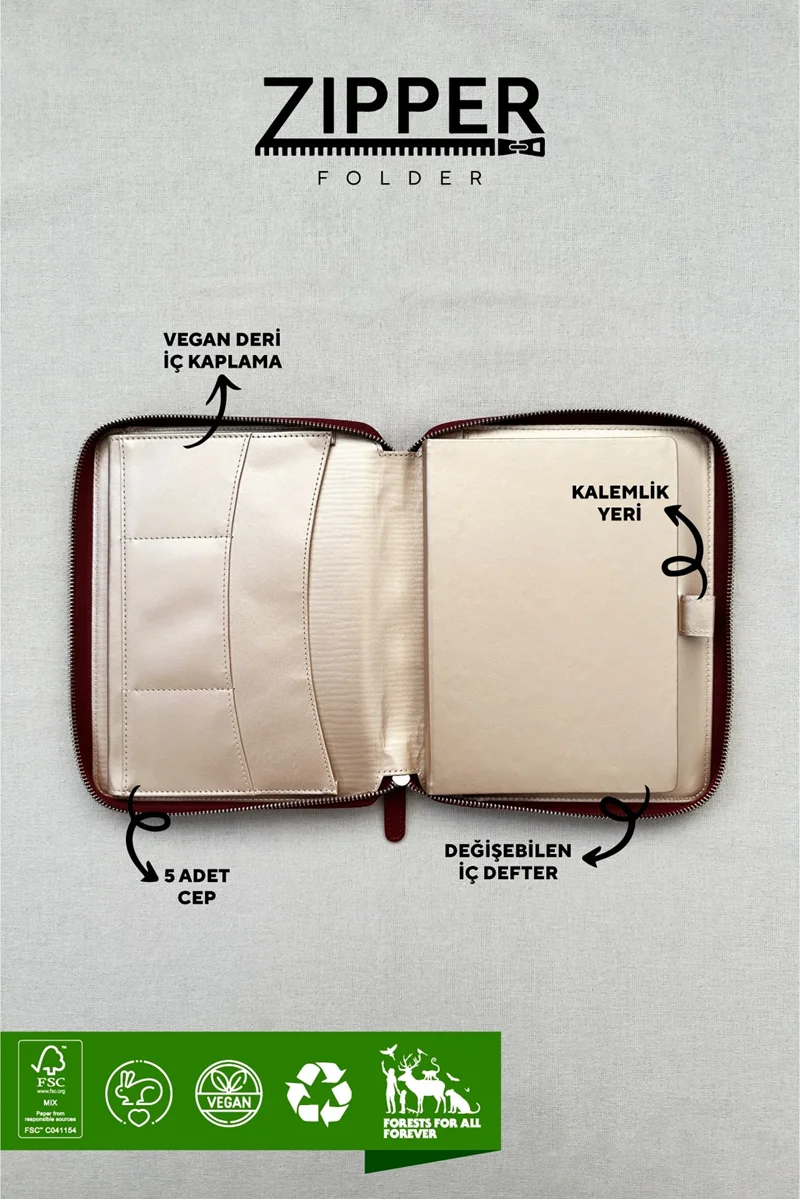 VJ DEFTER PANAMA ZIPPER FOLDER ORGANİZER 14.8x21 Cm. 100 Gr. 80 YP. ÇİZGİLİ MOR 123-0281