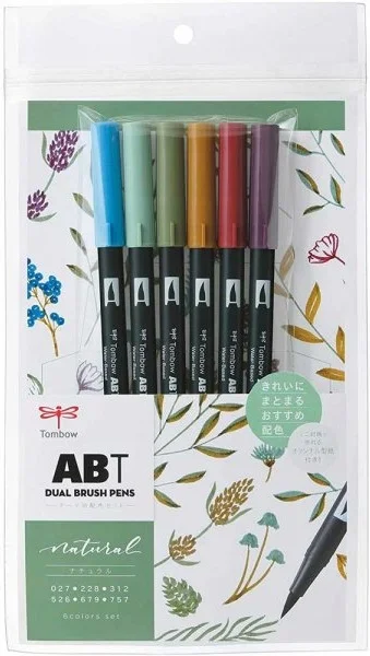 TOMBOW AB-T DUAL BRUSH PEN GRAFİK KALEMİ SETİ 6 RENK NATURAL T-AB-T6CNT