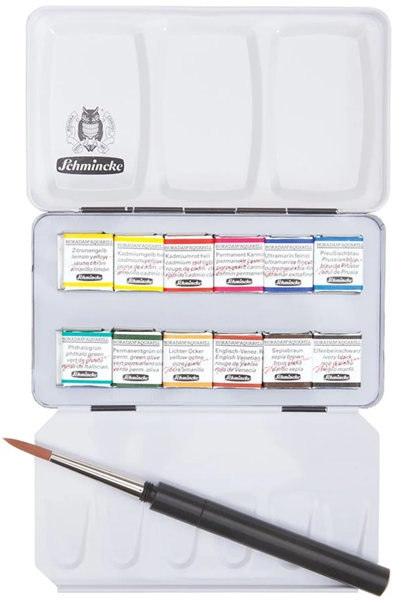SCHMİNCKE HORADAM AQUARELL METAL KUTU CEP ARTİST SULU BOYA SETİ 12 X YARIM TABLET 74012 74012097